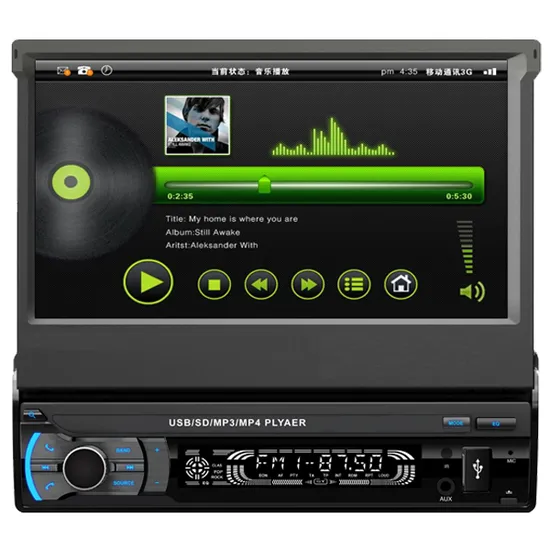 Painel Retrátil e Destacável 1 DIN Car MP5 Audio Player